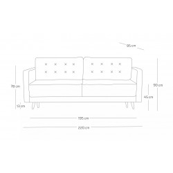 Wymiarowanie - Granatowa sofa rozkładana 3-osobowa Loretta